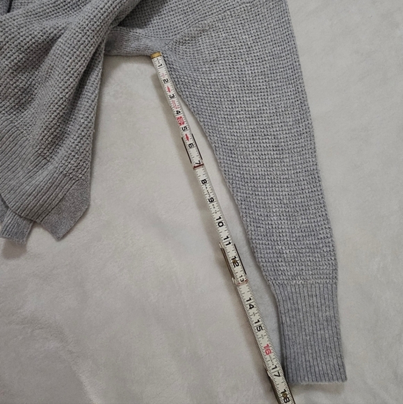 Aerie Gray Cozy Up Waffle Knit Polo Pullover Super Soft Sweater - Picture 8 of 13